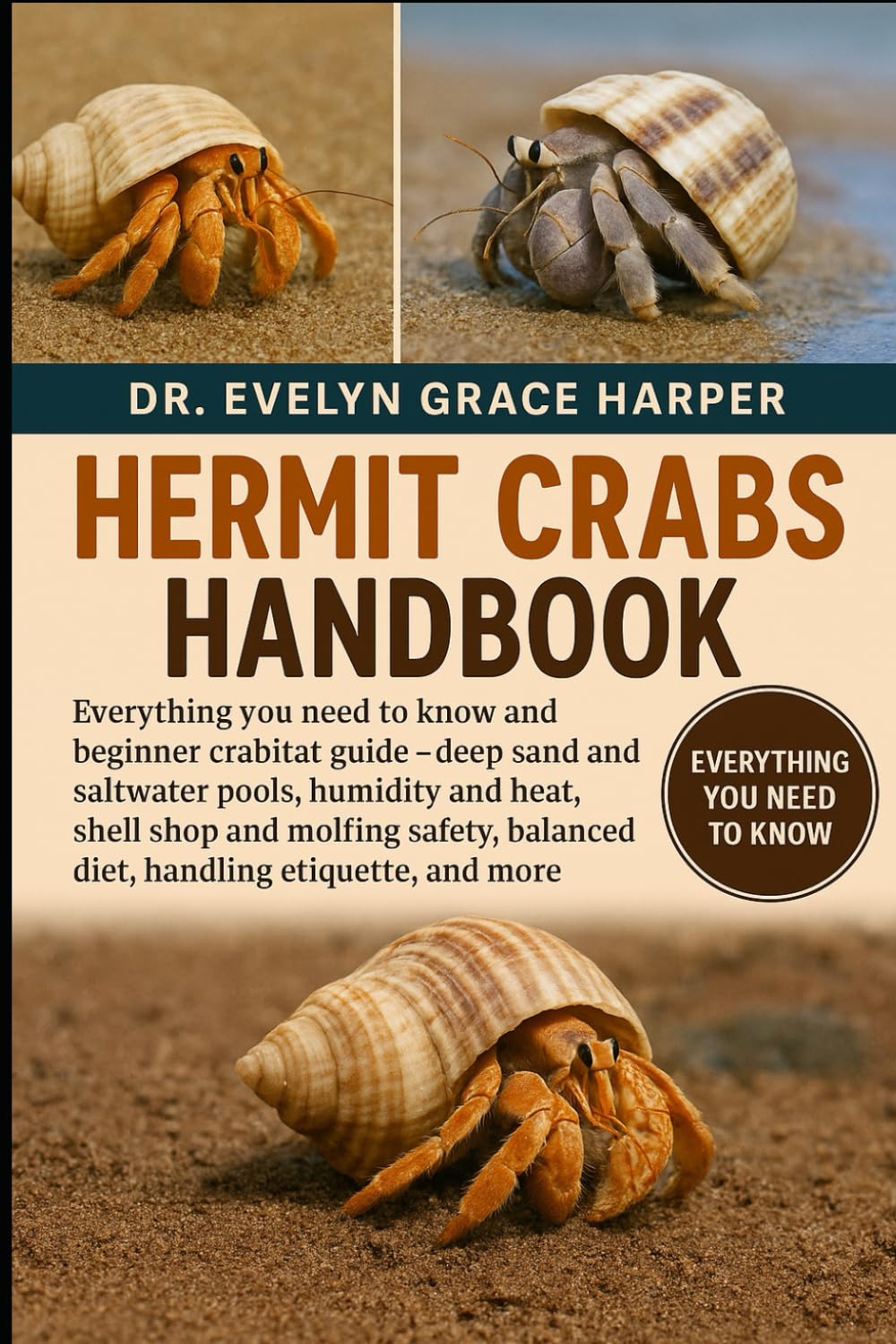 HERMIT CRABS HANDBOOK: Everything You Need to Know and Beginner Crabitat Guide — deep sand and saltwater pools, humidity and heat, shell shop and ... balanced diet, handling etiquette, and more