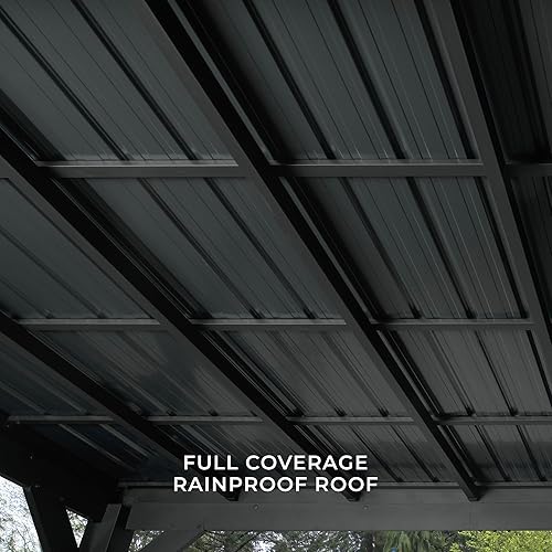 Miniatura 6 de Backyard Discovery Stonebridge - Pabellón de acero galvanizado para exteriores de 20 x 9.5 pies con techo inclinado rígido, soporte de carga de