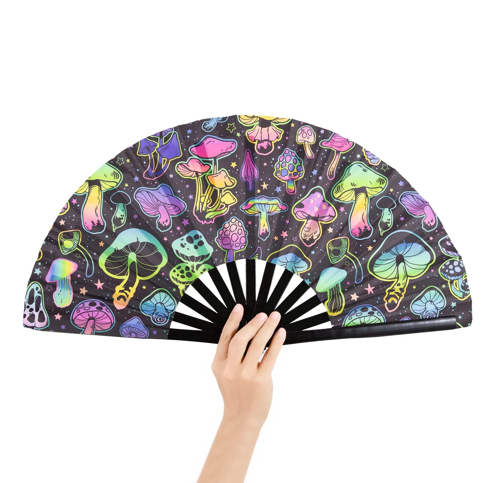 Abanico de mano Rave de bambú plegable estilo chino para fiestas, bailes y regalos
