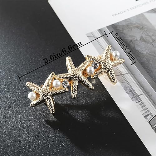 Miniatura 2 de 4 pasadores de pelo de estrella de mar para mujeres y niñas, pinzas para el cabello con perlas de resorte, accesorios para mujer, soportes de cola