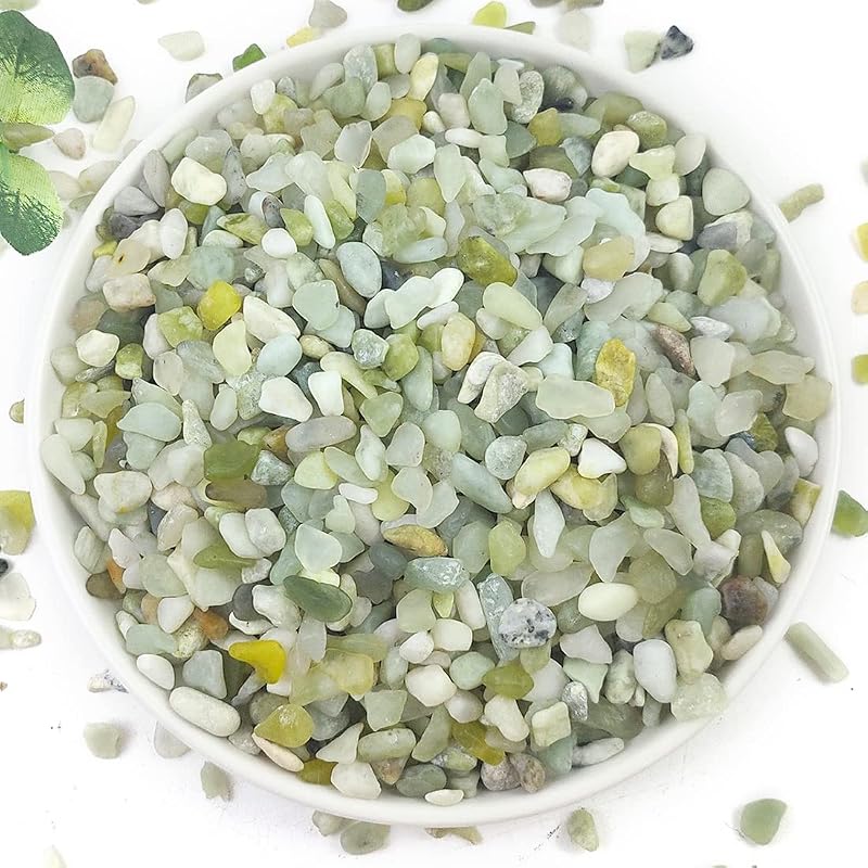 Guijarros suculentos y cactus de 2 libras, rocas de jade de 1/5 pulgadas | Piedras decorativas naturales pulidas, rocas de río para plantas, jarrones y jardinería al aire libre, verde
