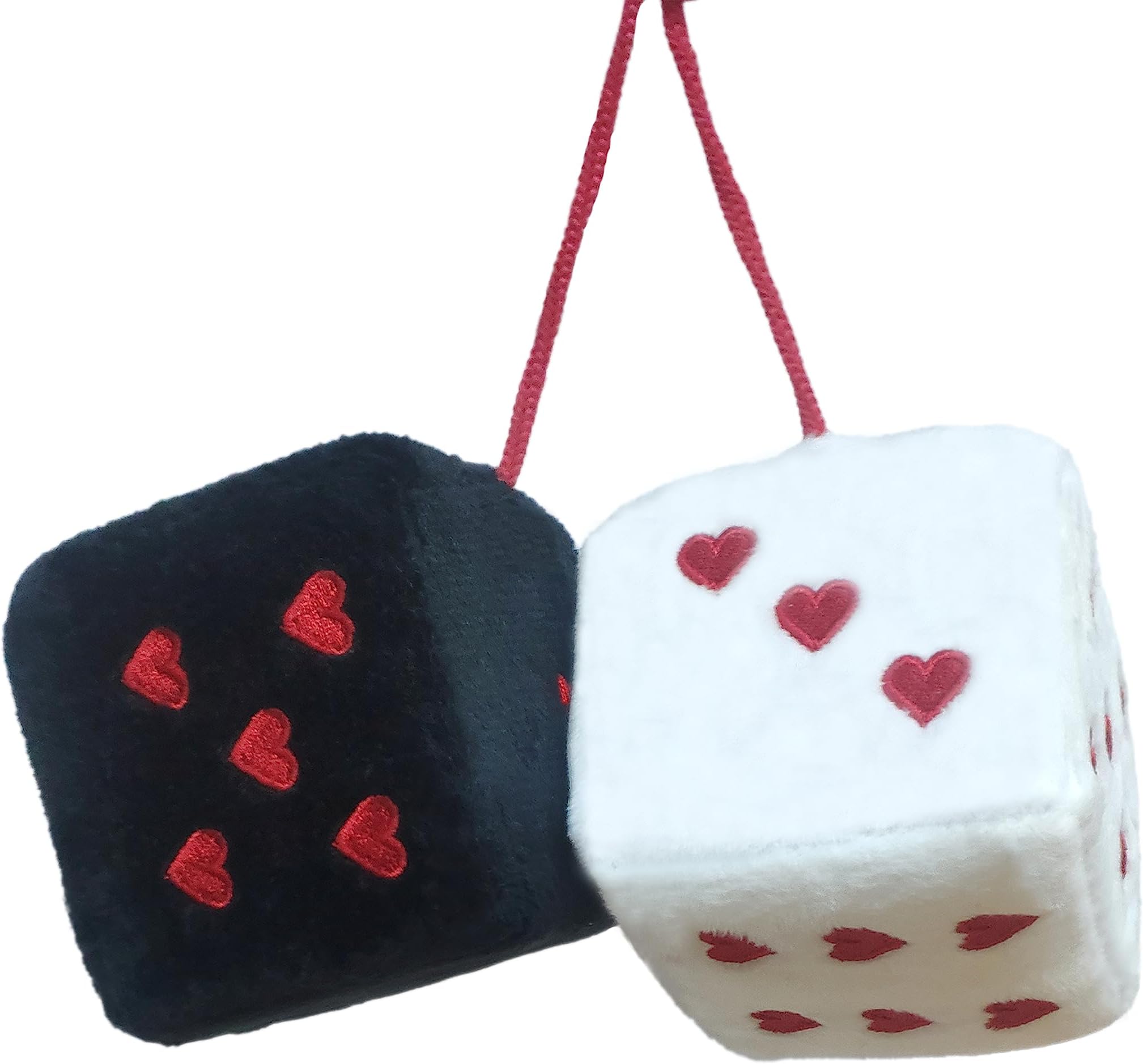 [2 Dice 1 Pair Black Fuzzy] Retro Car Hanging Dice for Car Mirror Black (Nostalgic
