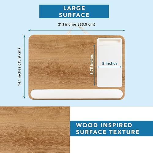 Miniatura 90 de LAPGEAR - Escritorio de regazo para oficina en casa con repisa para dispositivos, alfombrilla de mouse y soporte para teléfono, carbón plateado, se