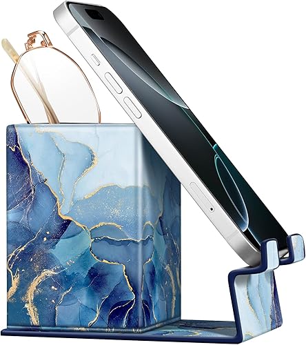 Miniatura 11 de FINTIE Soporte para lápices con soporte para teléfono, soporte para gafas, organizador de escritorio, mesita de noche, accesorios de oficina