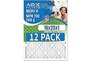 16x25x1 Air Filter MERV 8 Rating, 12 Pack of Furnace Filters Comparable...