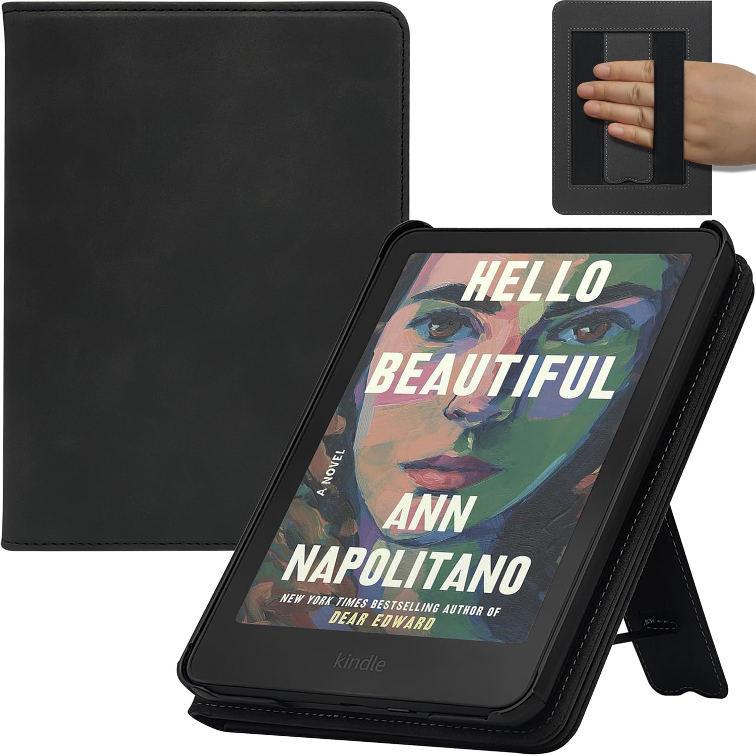Custodia per Kindle Paperwhite da 7" (12a generazione/edizione Signature 2024) e Kindle Colorsoft Signature Edition con doppio supporto e supporto, spegnimento automatico (nero)