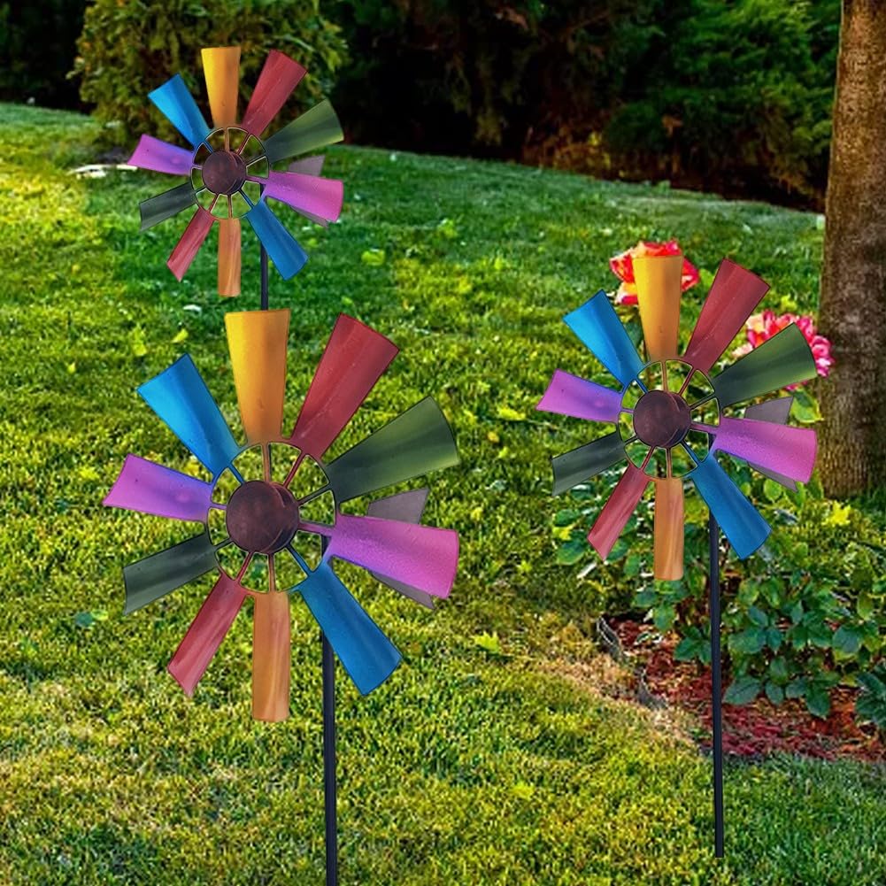 Whychstore Molino de viento de metal, molinillo de viento de jardín con rotación de para 360 grados para decoración de jardín al aire libre, como patio, jardín y patio, N3O9H21J6T5D9W4U75UF0HO0H50U4