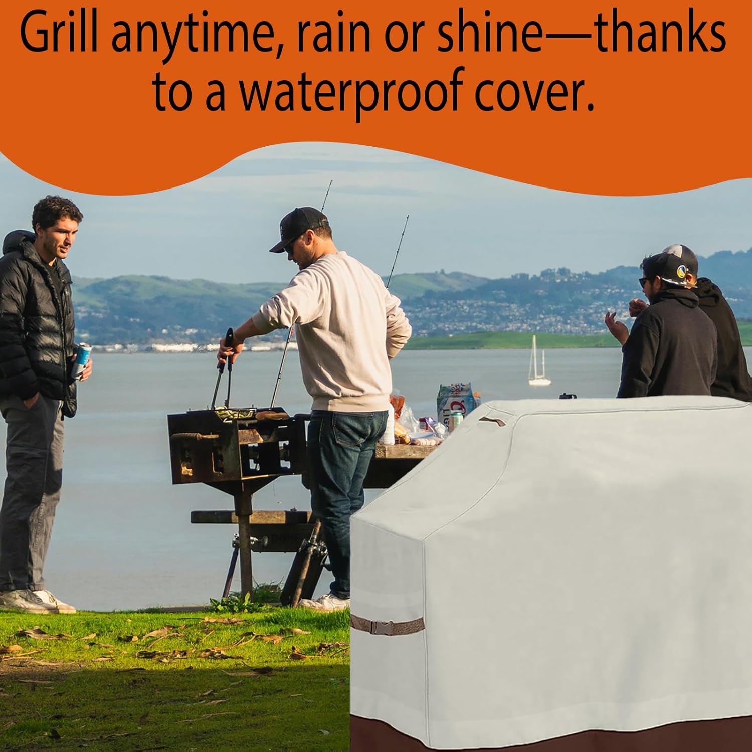 Grill Cover 58 inch, Waterproof BBQ Cover for Outdoor Gas Grill, Compatible with Weber Genesis II, LX 300 Series and Genesis 300 Series, Fade Resistant, Compared to 7130 - Image 2