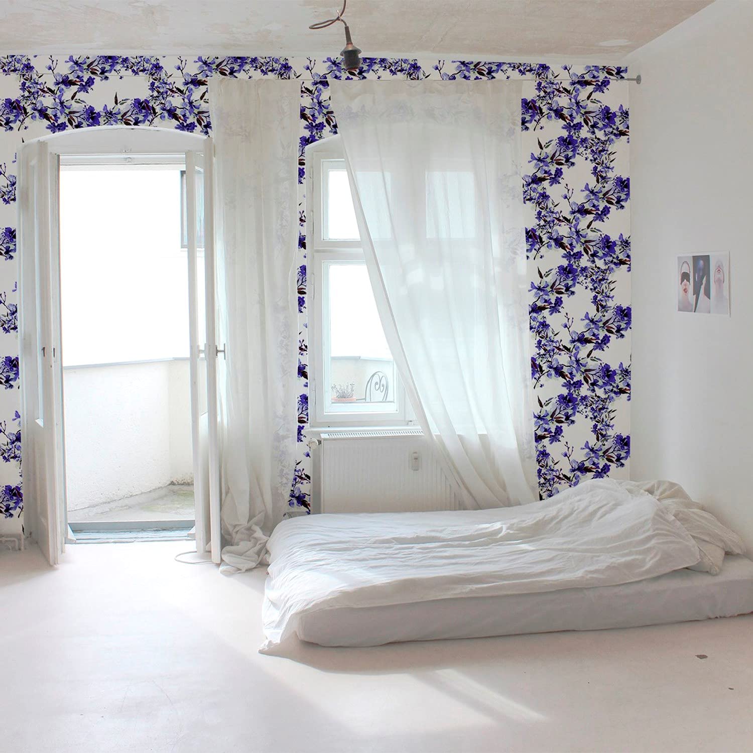 Papier peint auto-adhésif fleurs stickers muraux 290x290 cm