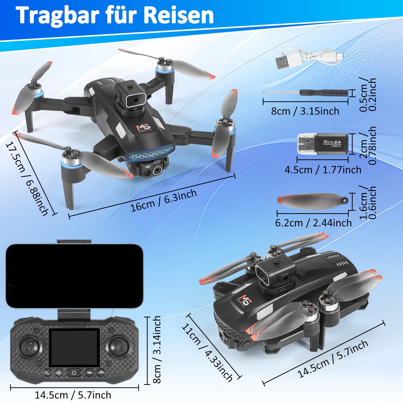 Drohne mit HD 4K Kamera,FPV RC Quadcopter mit Bildschirm,Bürstenloser Motor,One Key Start/Landen,360° Flip, Headless Modus, Höhenhaltung, Tragetasche,Spielzeug Geschenke für Jungen Mädchen Anfänger