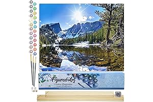 Mountain and River Figured'Art Paint by Numbers Kit - Themed Rolled Canvas with Wooden Frame