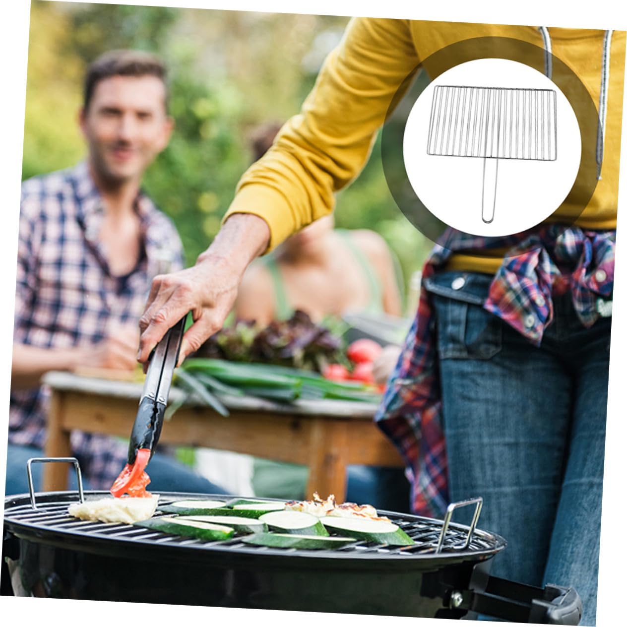 SUPVOX Cestello Griglia in Acciaio Inox 24x34 Cm per Barbecue, Supporto Verticale per Pesce, Carne e Verdure, Resistente Alte Temperature, Accessorio Versatile per Cucina Esterna e Campeggio