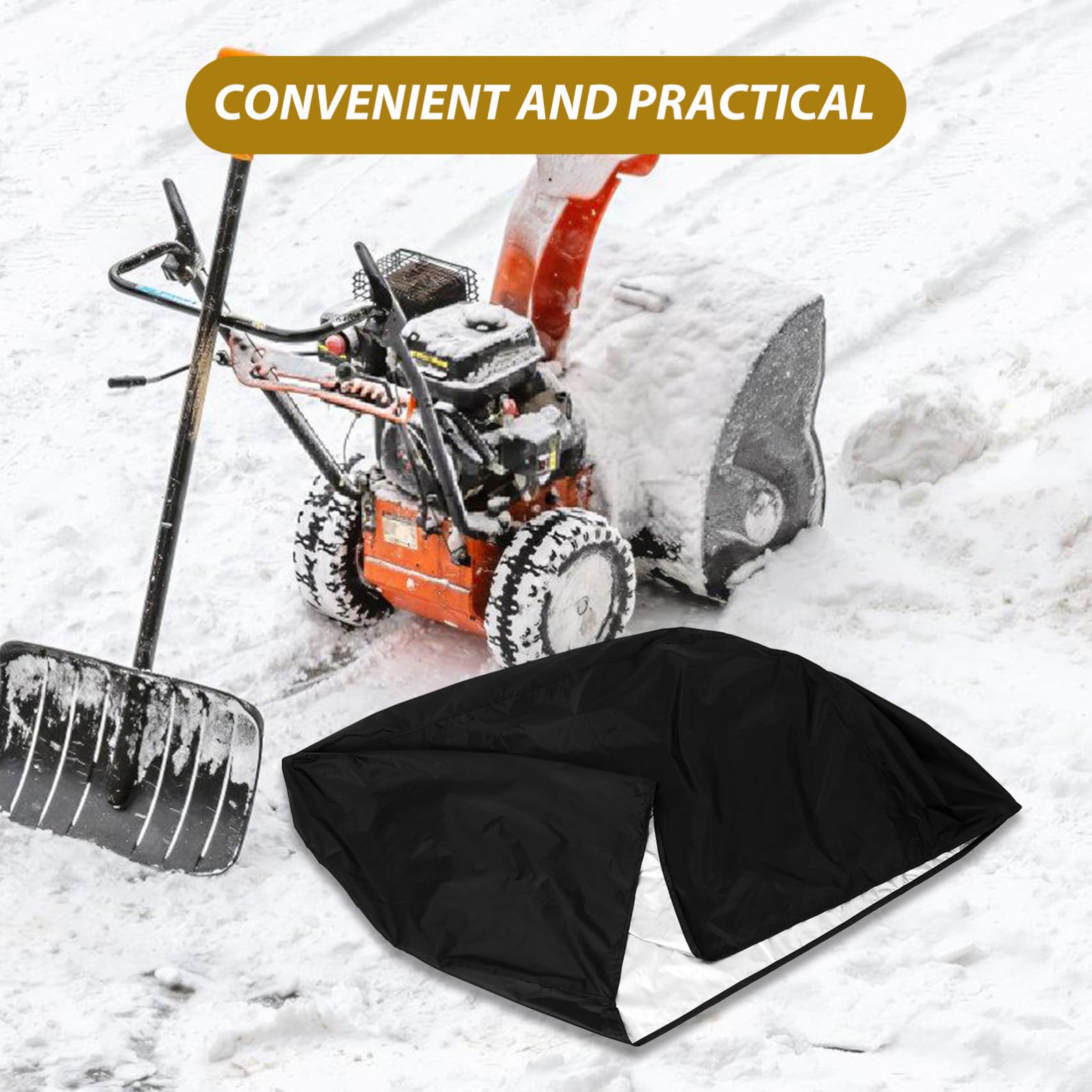 Copertura Protettiva Antigelo per Spazzaneve 47x32x40 Pollici, Telo Nero Resistente ai Raggi Uv, Protezione per Caricatore da Neve in Esterni