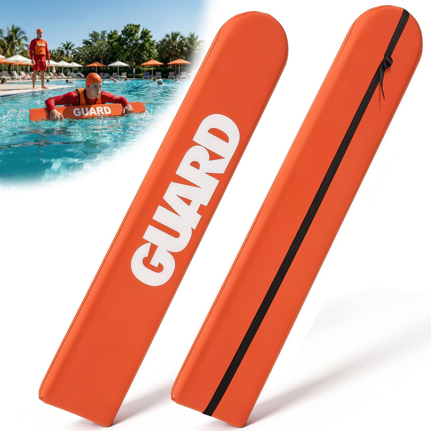 2PCS Lifeguard Rescue Tube, 40in Adjustable Life Guard Throwable Flotation Device for Pool Safety, Life Guard Equipment for Home and Commercial Use