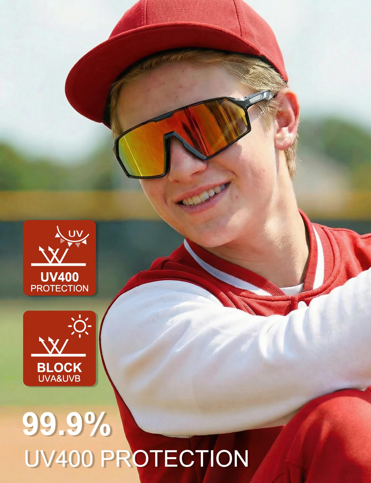 OULAIQI Gafas de sol deportivas ligeras para hombres y mujeres, UV400, lentes de sol de ciclismo para béisbol, correr, ciclismo, deportes al aire libre