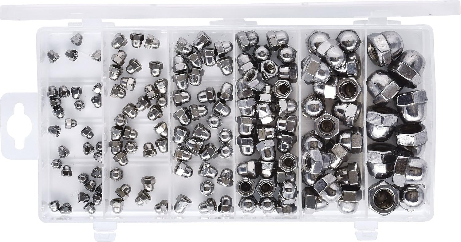 KS TOOLS 970.0460 Assortiment d'écrous borgnes en inox, 150 pcs, Gris