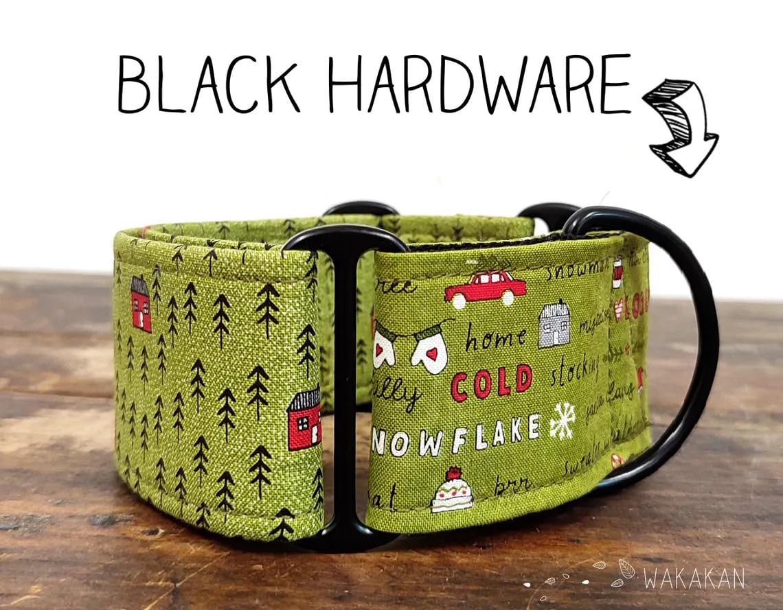 Collar Martingale Para Perro: Xmas Cabin, Hecho a Mano en España por Wakakán