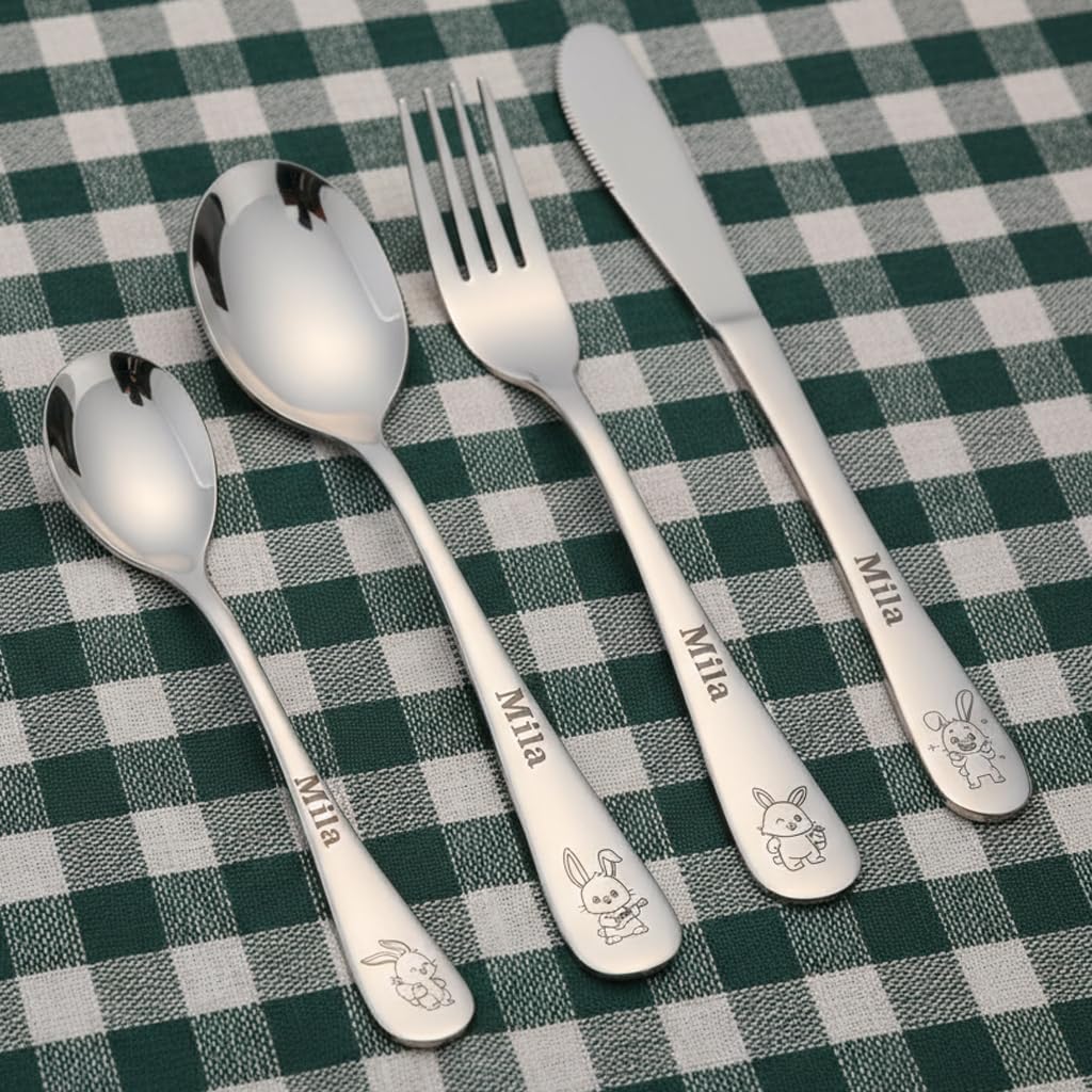 Amikado - Coffret Couverts pour Enfant Personnalisés (Lapins)