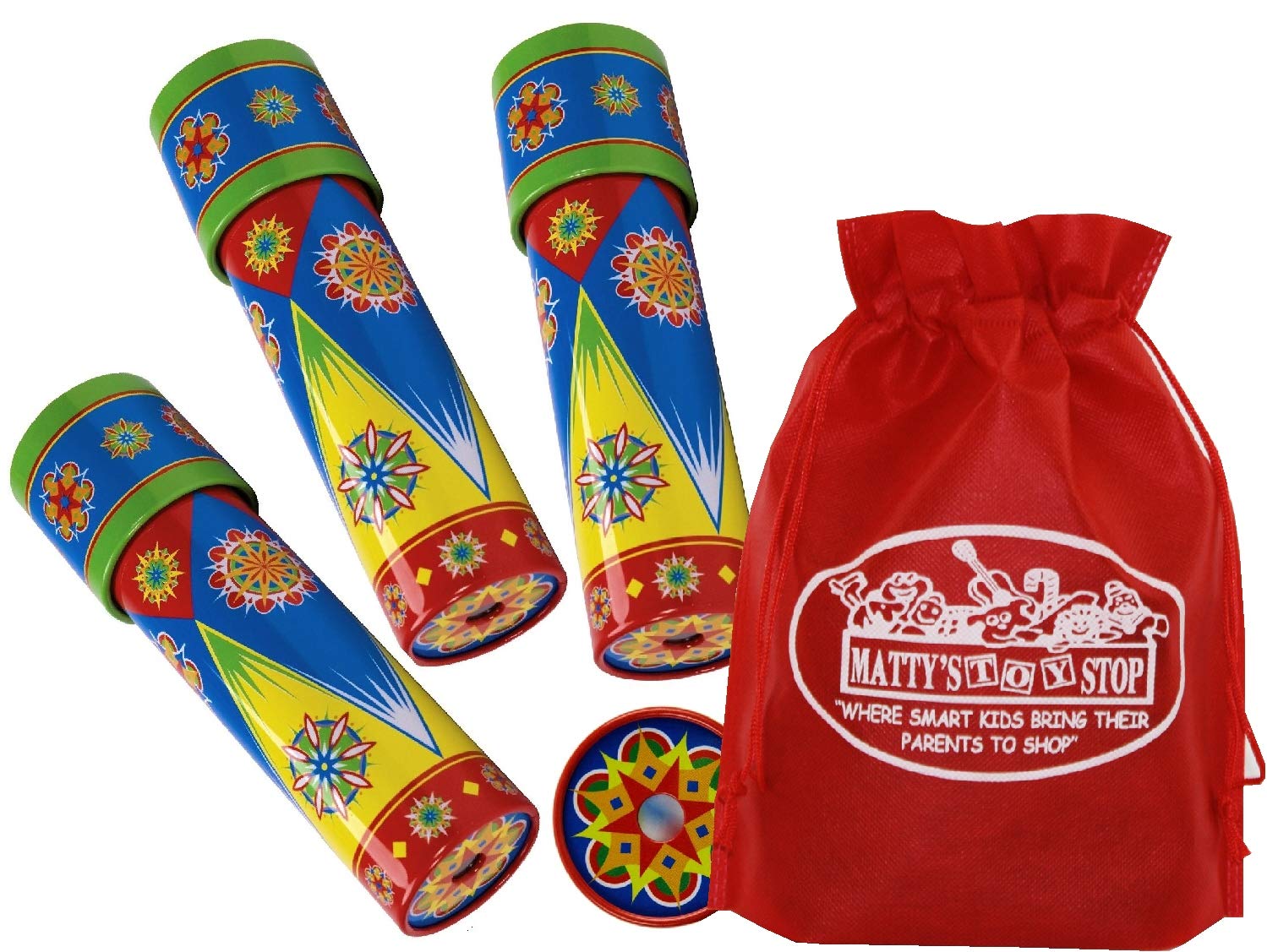 Schylling Classic Tin Kaleidoscope Party Set Bundle Includes Exclusive Matty's Toy Stop Storage Bag - 3 Pack