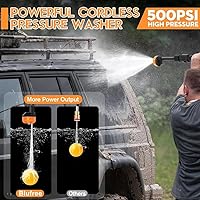 Vista 3 de Portable Pressure Washer Battery Powered, Cordless Pressure Washer with 2 Batteries, 1500W 21V Portable Power Washer with 6-in-1 Nozzle & 10M Hose