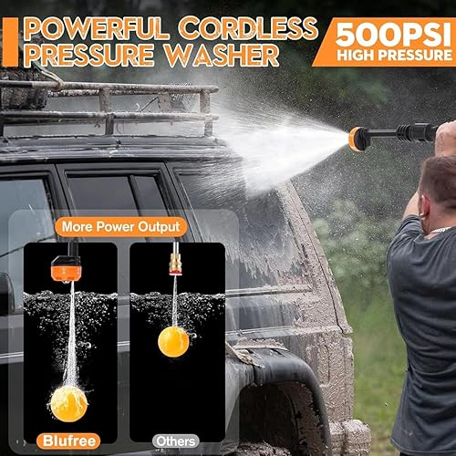Miniatura 3 de Portable Pressure Washer Battery Powered, Cordless Pressure Washer with 2 Batteries, 1500W 21V Portable Power Washer with 6-in-1 Nozzle & 10M Hose,
