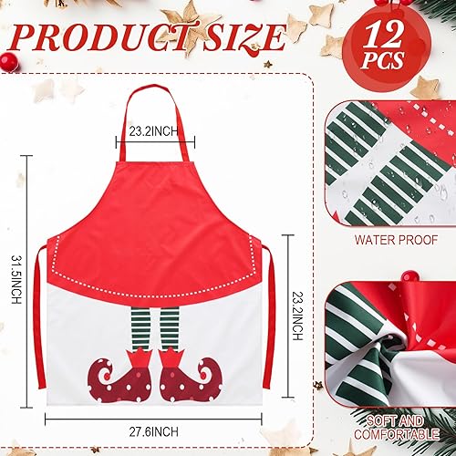 Miniatura 2 de Suhine 12 delantales de Navidad ajustables a granel rojo negro búfalo delantal a cuadros para mujeres hombres cocinando hornear vacaciones fiesta