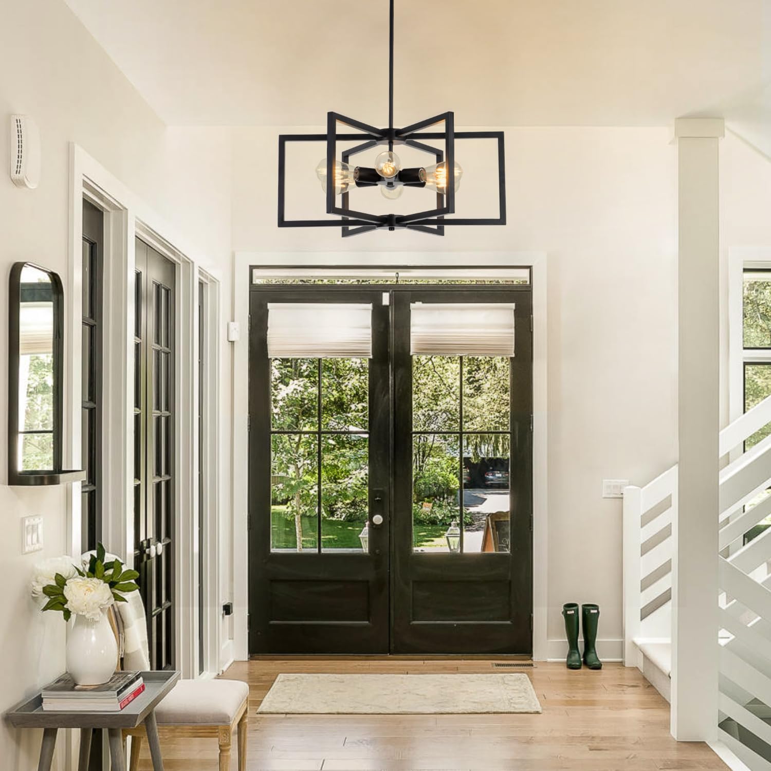 Best Modern Black Chandelier Picks for 2026 2 SUNVKWEY 23.6” Black Chandelier for Dining Room 6 Light Kitchen Chandelier over — product photo