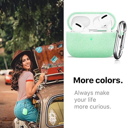 Miniatura 4 de Funda protectora de silicona con llavero, compatible con Apple AirPods Pro 2, LED frontal visible (verde brillante)