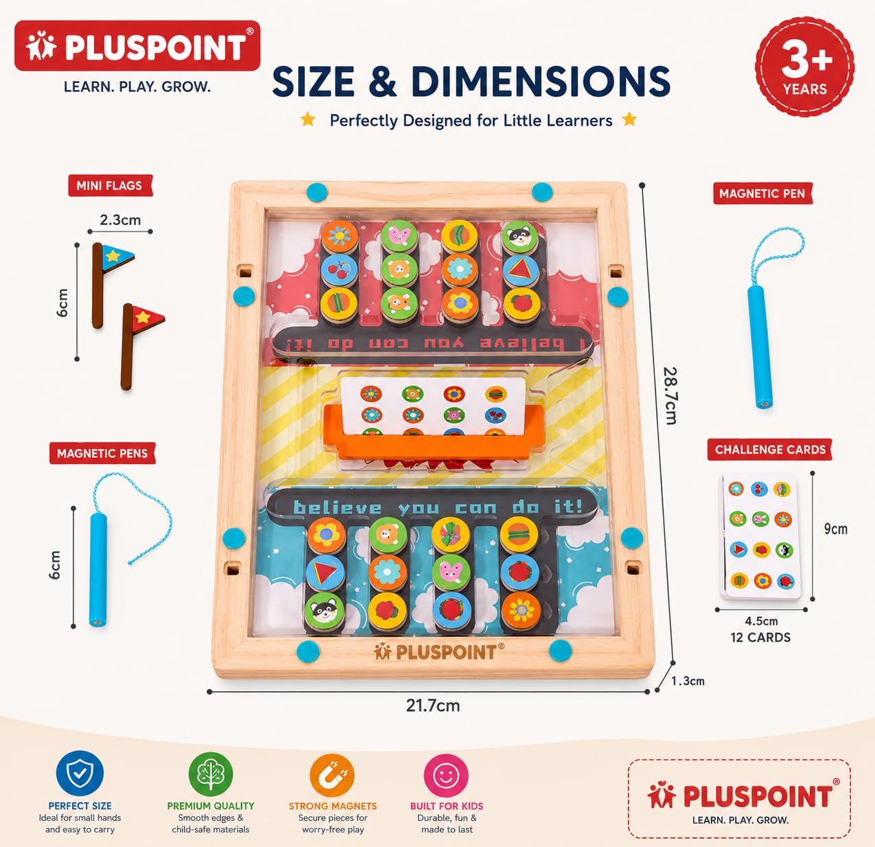 PLUSPOINT Battle Slide Puzzle Game β Magnetic Maze Board Game for Kids, Fine Motor Skill Sorting & Matching Montessori Learning Toy for Boys & Girls 4