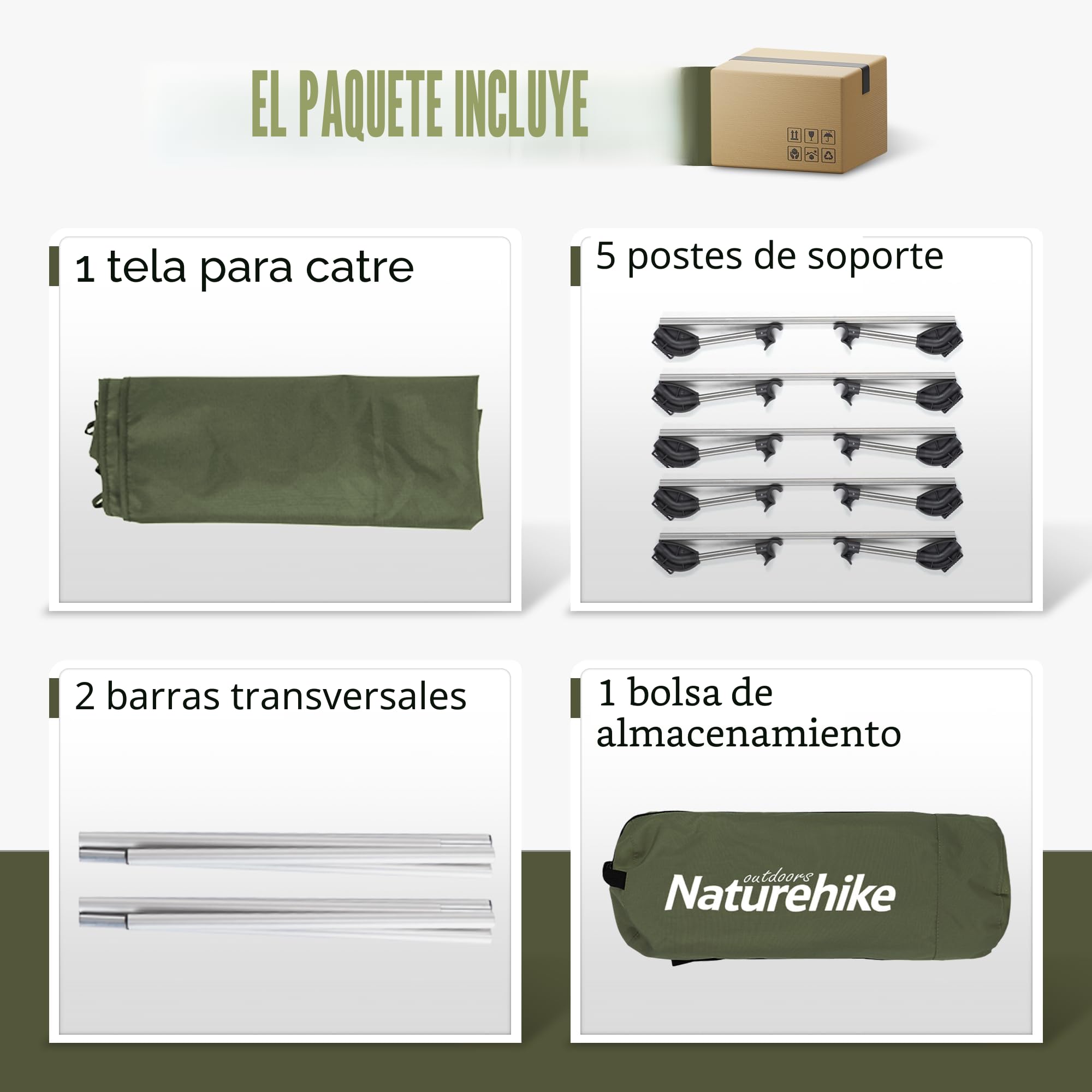 Naturehike Cama Plegable Compacta de Camping Portátil Ultraligera Fuerte y Resistente.Cómoda para Adultos y Niños.Acampar,Colchón de Aire,Viajes,Oficina,soporta hasta 150 kg.