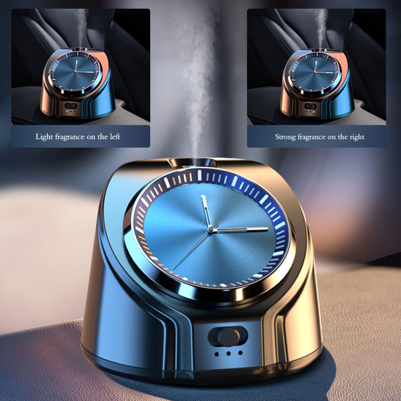 Difusor sin Agua para Aceites Esenciales, Difusor de Aceite Esencial con Pilas, Difusor de Coche con Reloj, Ambientador de Aire Inteligente Inalámbrico, Difusor de Aromaterapia
