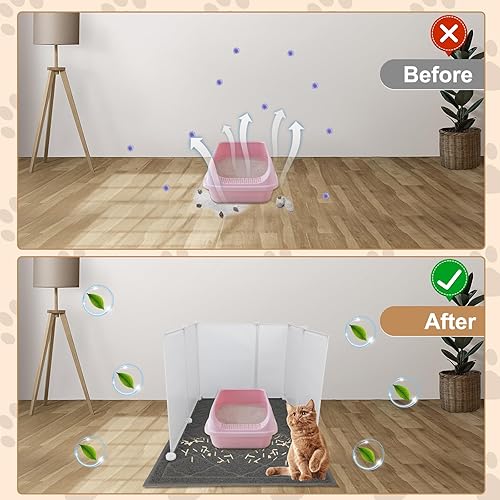 Miniatura 3 de Caja de arena para gatos con alfombrilla de arena para gatos, fácil de limpiar, caja de arena extra grande para gatos, escudos para orina para