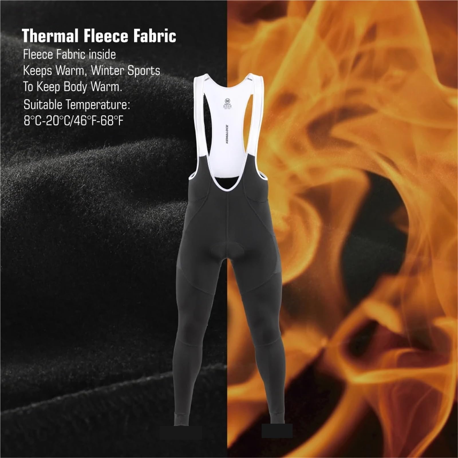 Culote Largo Ciclismo Pantalones con tirantes de ciclismo for hombre, pantalones térmicos de lana con almohadilla de secado rápido for invierno, medias largas con pechera de gama alta Culote Con Tiran