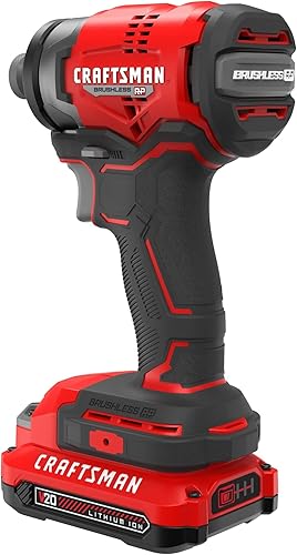 Miniatura 6 de CRAFTSMAN Destornillador de impacto inalámbrico V20, 1/4 de pulgada, batería y cargador incluidos (CMCF813C2)