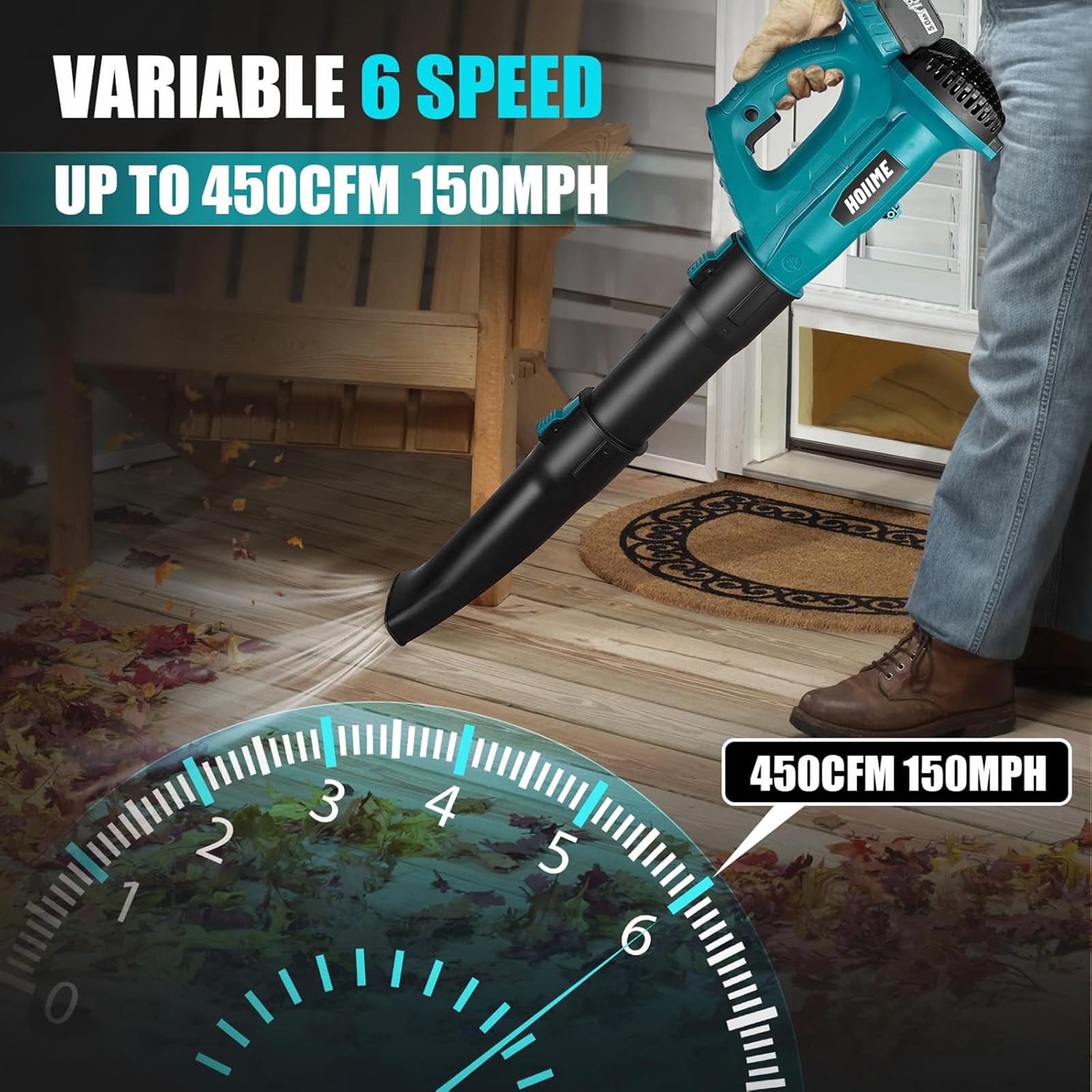 Soffiatore a batteria per batteria Makita da 18 V, soffiatore a batteria per pulizia all'aperto, lama per la cura del prato (velocità dell'aria 67 m/s, portata d'aria 5,8-12,2 m³/min, senza batterie e