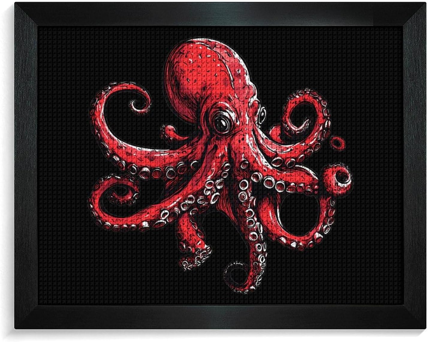 Red Octopus Fierce Printed Diamond 5D Painting Kits DIY Full Drill Crafts for Home Wall Decor 16x20 Inch Blackwood 50 * 40cm
