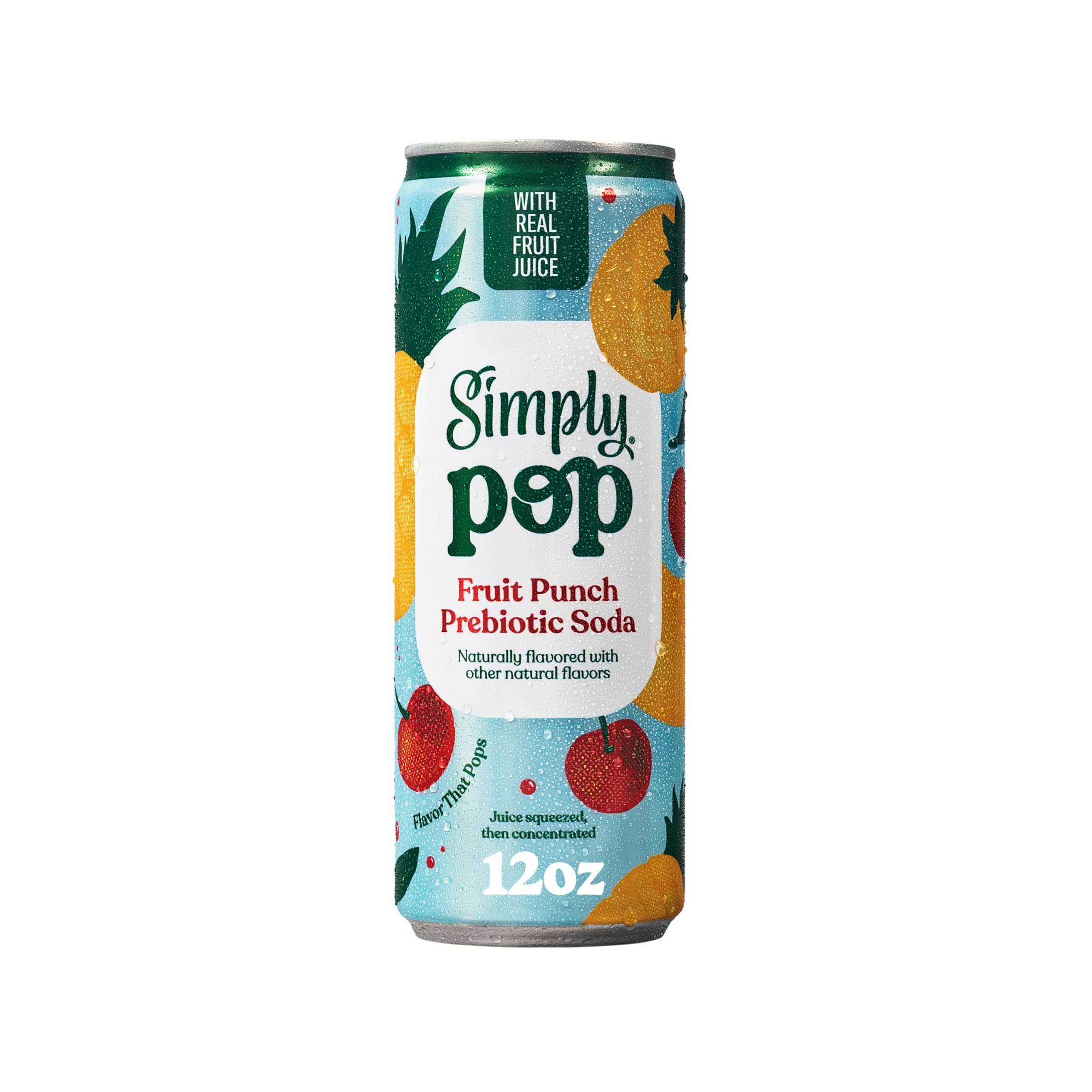 Simply Pop, Fruit Punch Prebiotic Soda, 12 Fl Oz