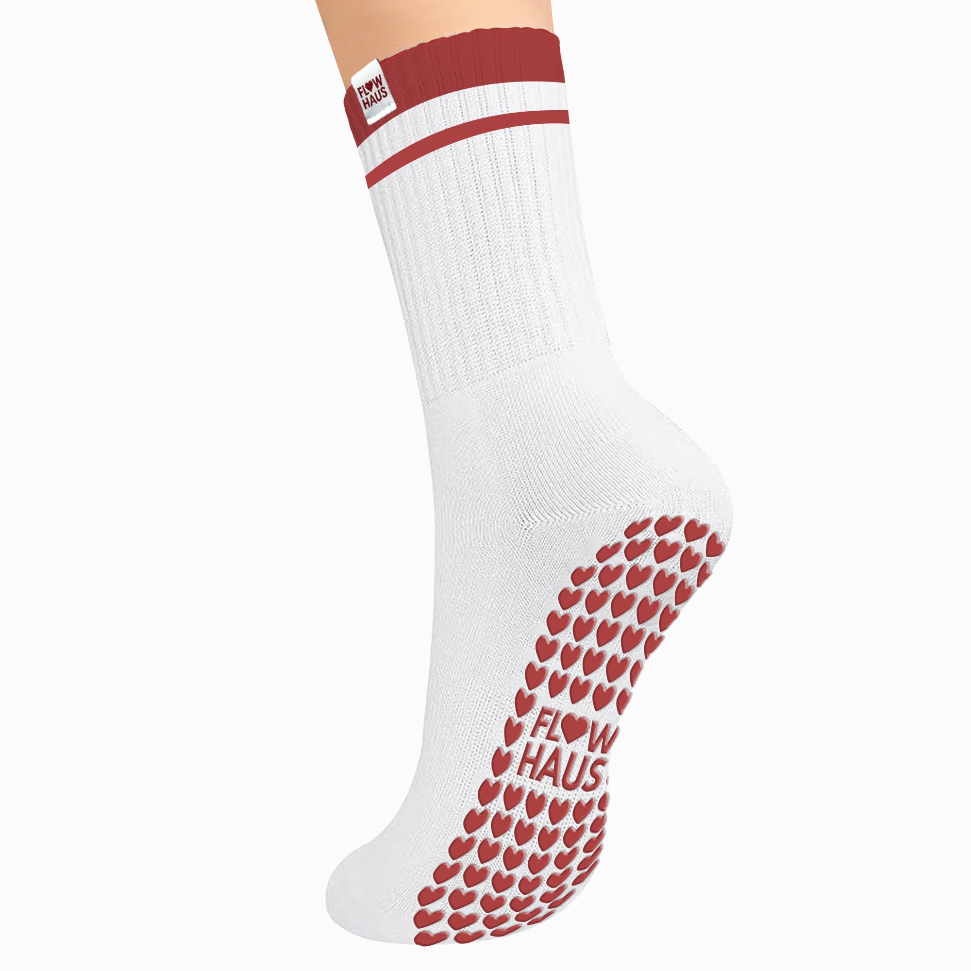 Flow Haus Pilates Socks- Mid Calf Grippy Anti-Slip Socks for Pilates, Yoga and More