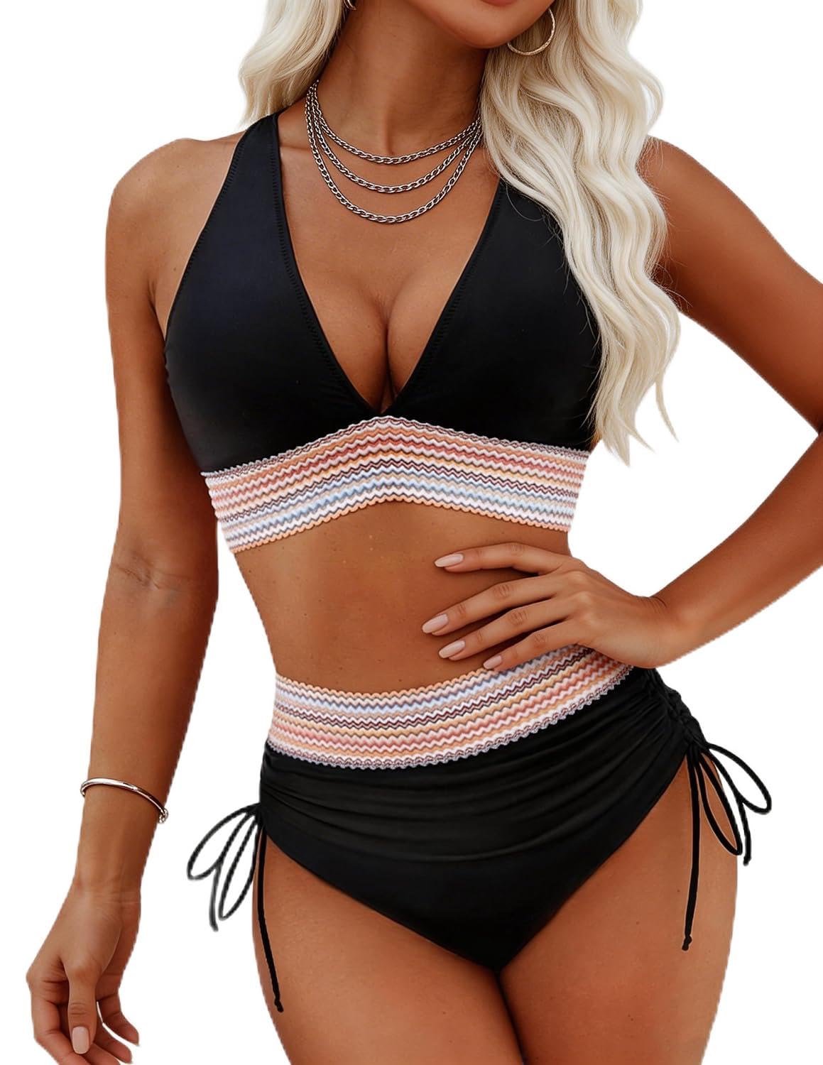 Ensembles Maillots Deux pièces pour Femmes Rembourré avec Bretelles Spaghetti Imprimées Push-up Maillot de Bain de Plage Taille Haute Triangle Bikini Set Swimwear