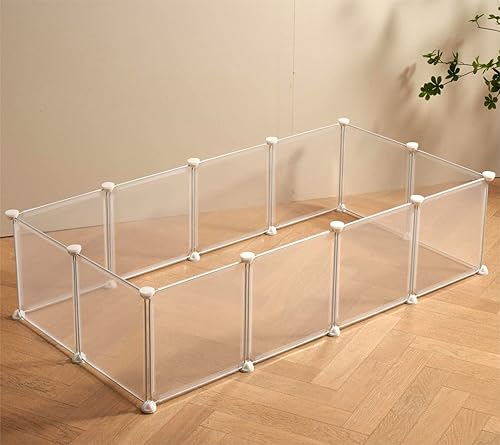 Miniatura 8 de LURIVA Corral transparente para animales pequeños, jaulas para conejillos de indias, corralito para cachorros, corralito para mascotas, cerco para