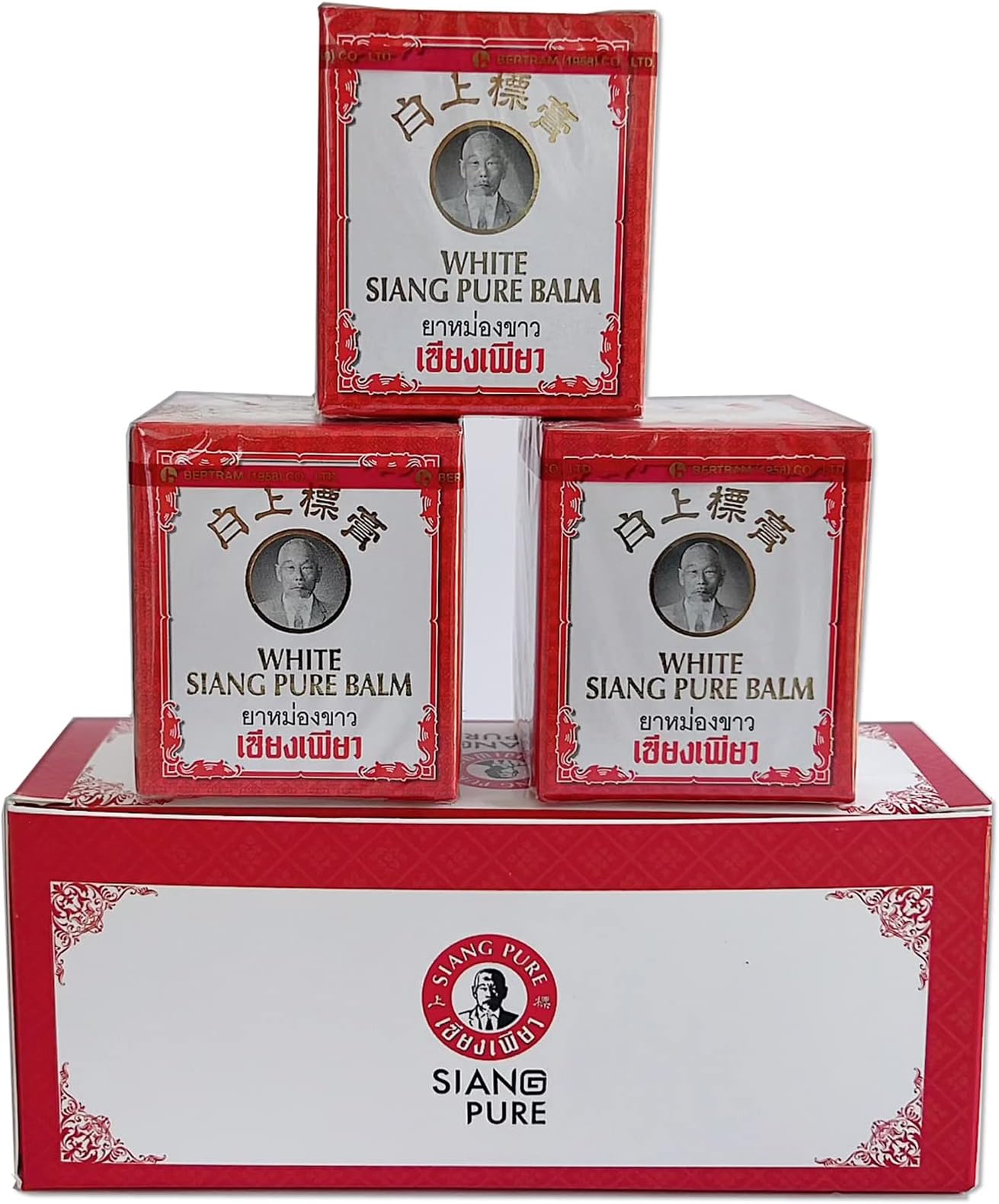 Siang Pure White Herbal Massage Balm 12 Grams (Pack of 3)