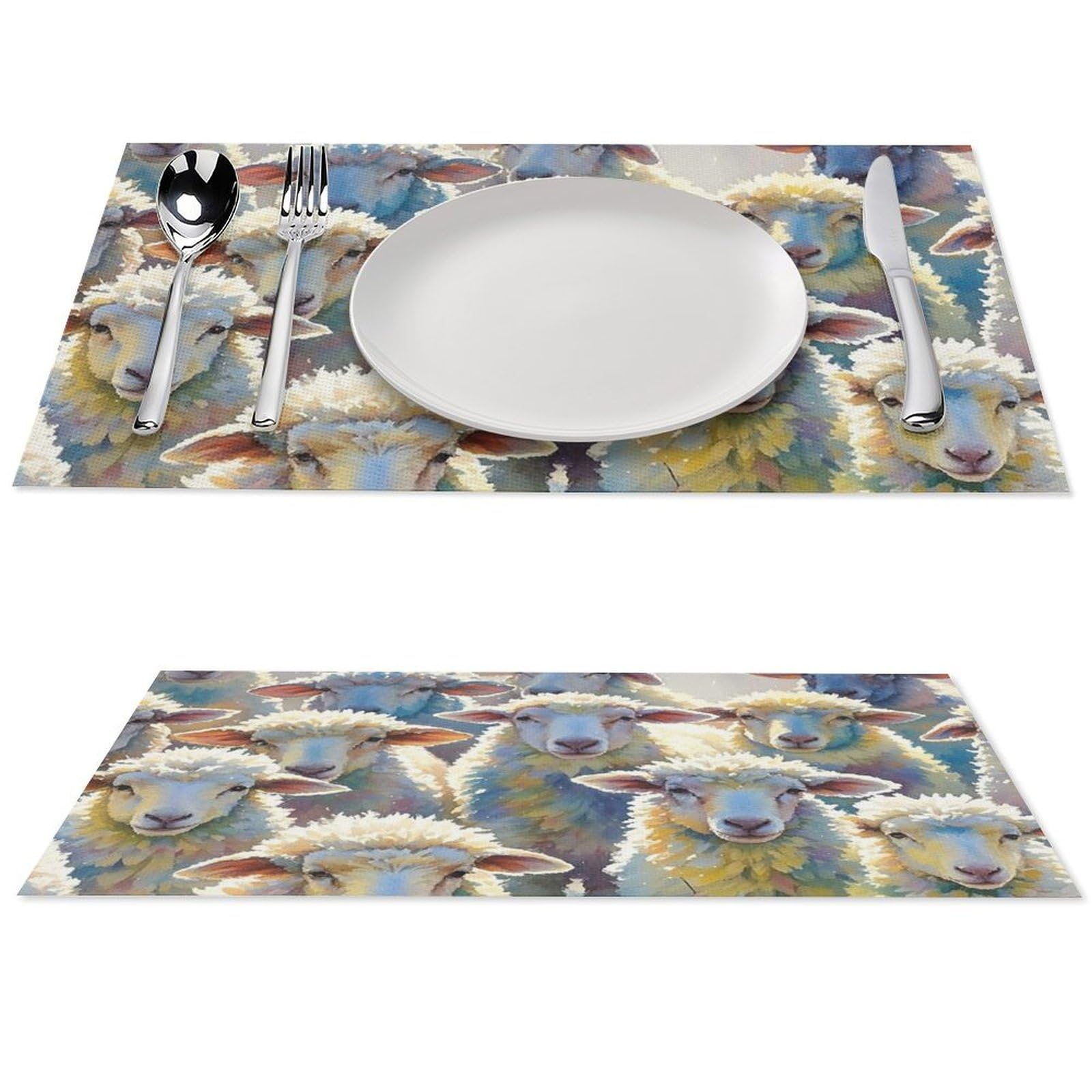 Sets de table moutons aquarelle antidérapants pour terrasse