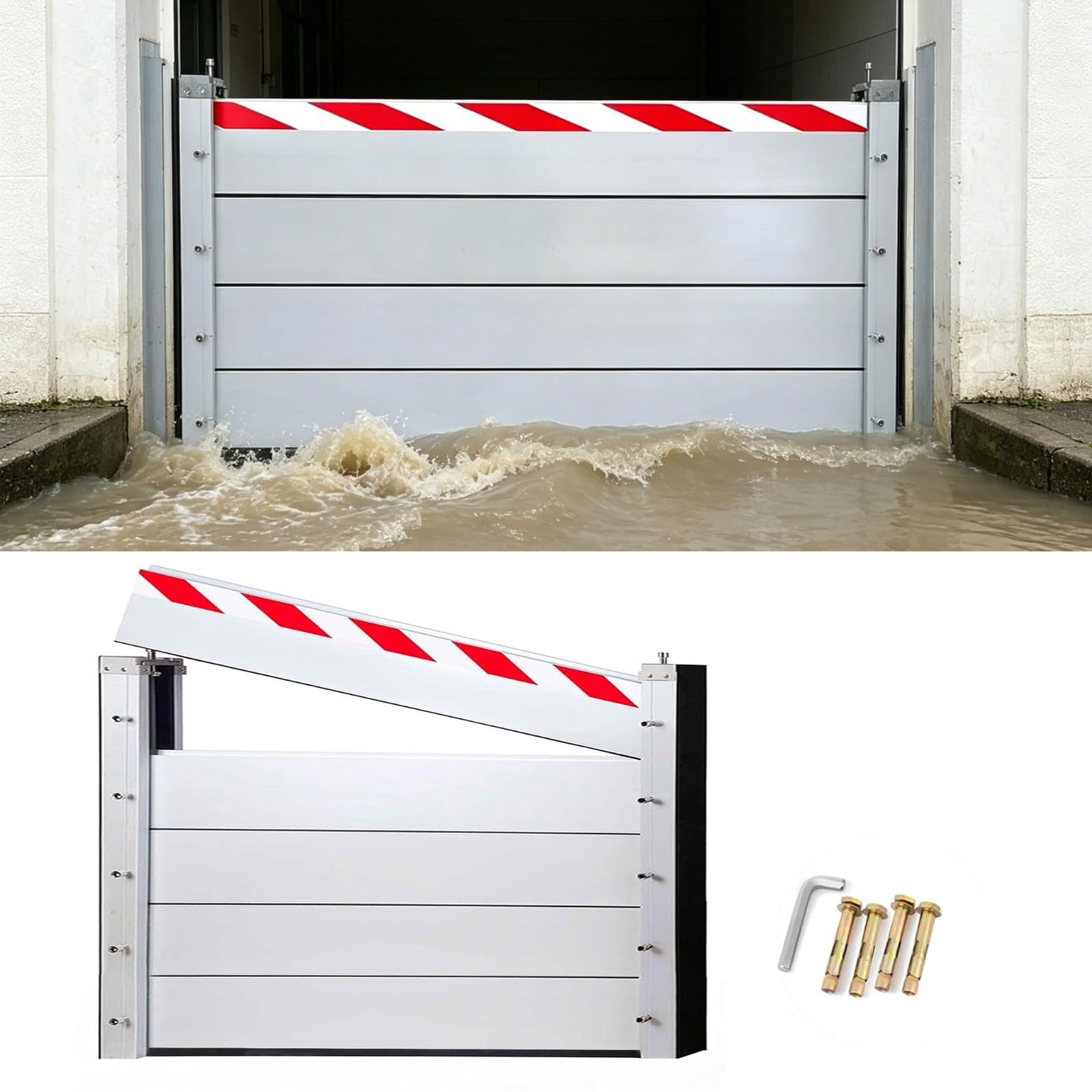 Barrière anti-inondation amovible avec joint en caoutchouc pour porte de garage