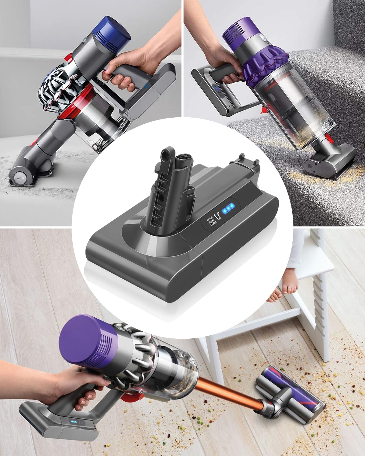 Waitley V10 6000mAh Akku für Dyson V10 SV12 mit 1 Filter
