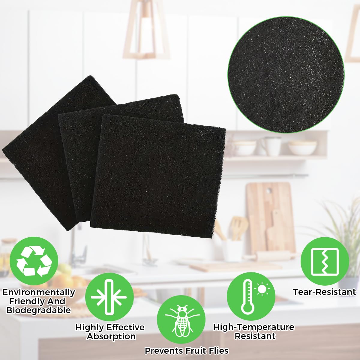 10 sztuk filtrów z węglem aktywnym, do kuwety, pojemnika na kompost | 11,5 x 10,5 cm zamiennik do kuwety, pojemnika na kompost, filtry z węglem aktywnym, filtr z węglem aktywnym