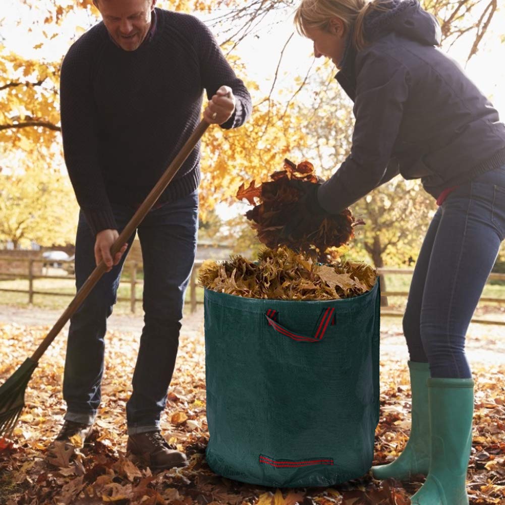 Greensen 4er Set Gartenabfallsack Laubsack Selbstaufstellend Gartensack Faltbar Abfallsäcke mit Doppeltem Boden Rasensack Wasserdichtes Laub Sack aus Robuste Gewebe PP, Müllsack 270L