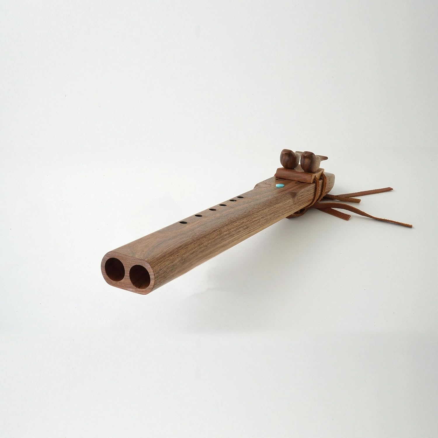 432Hz Handcrafted Native American Style Drone Flute in Key of F# – Dual Chamber Wooden Flute for Meditation & Spiritual Healing, Customizable Headpieces & Personalized Gift Option (Key of F#)