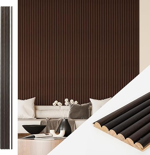 Miniatura 13 de Art3d Paneles de pared de madera de listones para decoración de interiores y techos, paquete de 4 piezas + 1 moldura final, tamaño 108 x 5.7