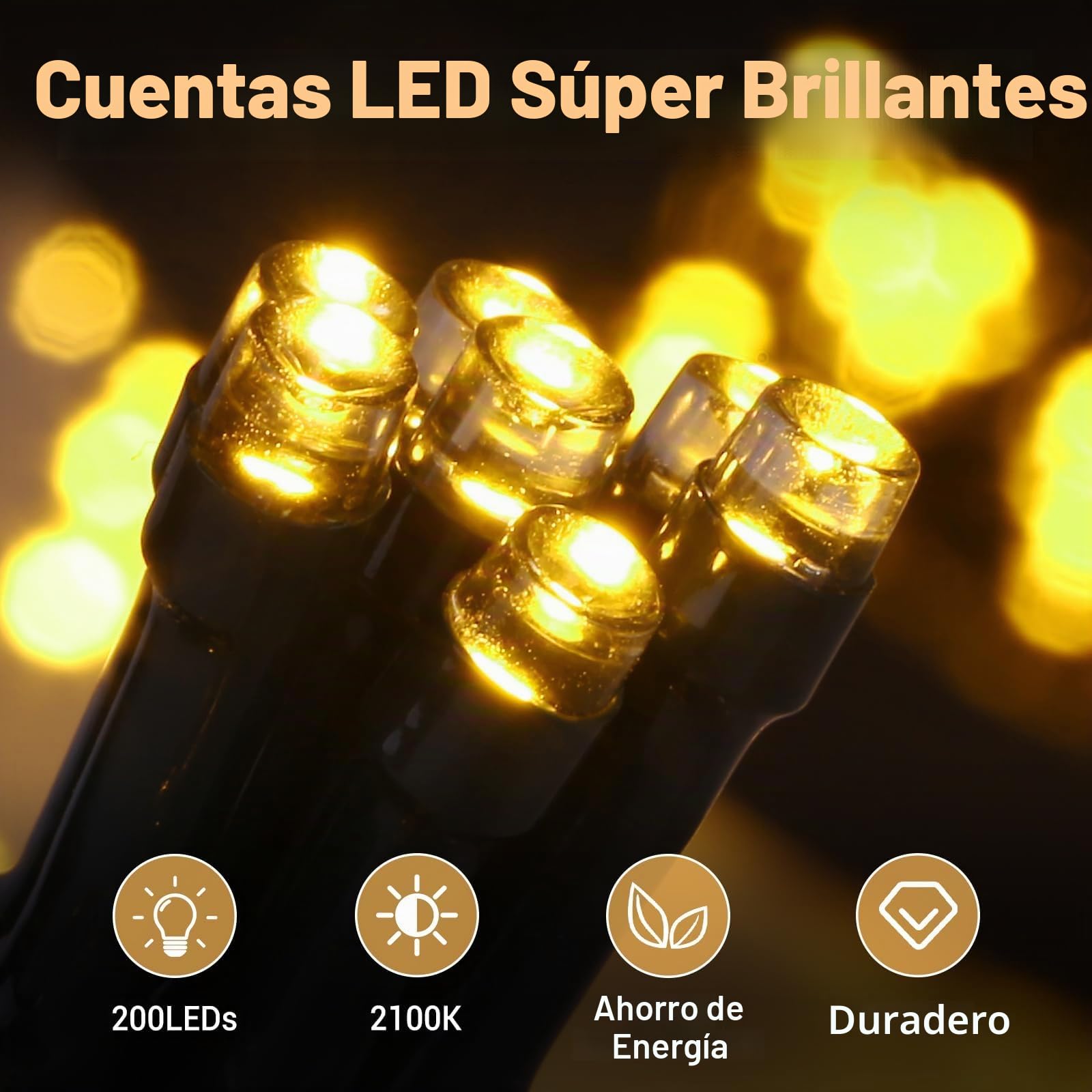 Marchpower Luces Navidad Exterior, Guirnalda Luces Exterior 20M 200LED | Blanco Cálido, Impermeable,Cadena Luces 8 Modos,Función de Memoria Control Remoto para Decoración Fiesta Casa Patio Jardín