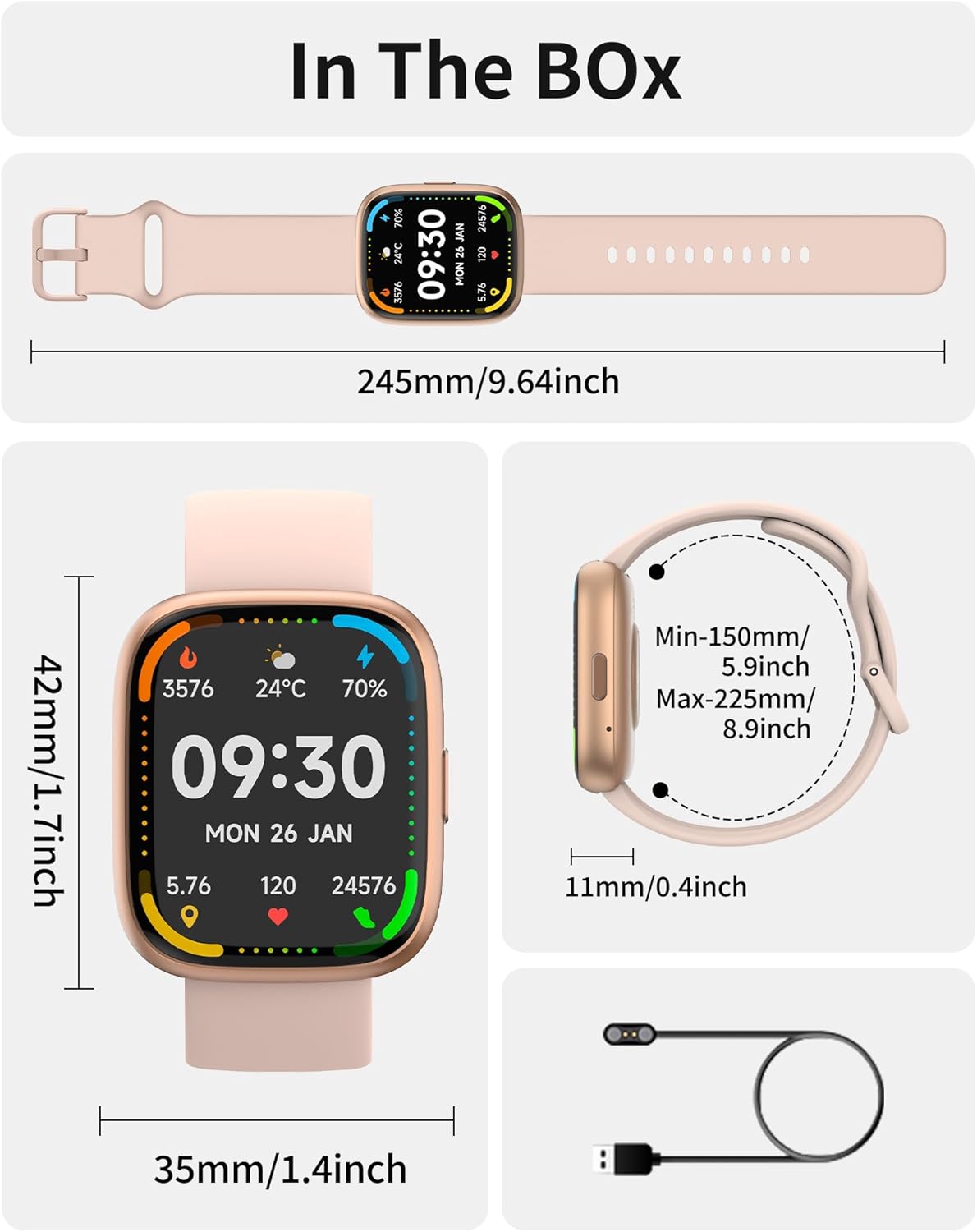 Smart Watch for Men Women, Bluetooth Calling, 1.83" HD Touch Screen Fitness Tracker, 100+ Sports Modes,Heart Rate Sleep Monitor, DIY Dial, IP68 Waterproof, Compatible with Android & iOS - Image 8